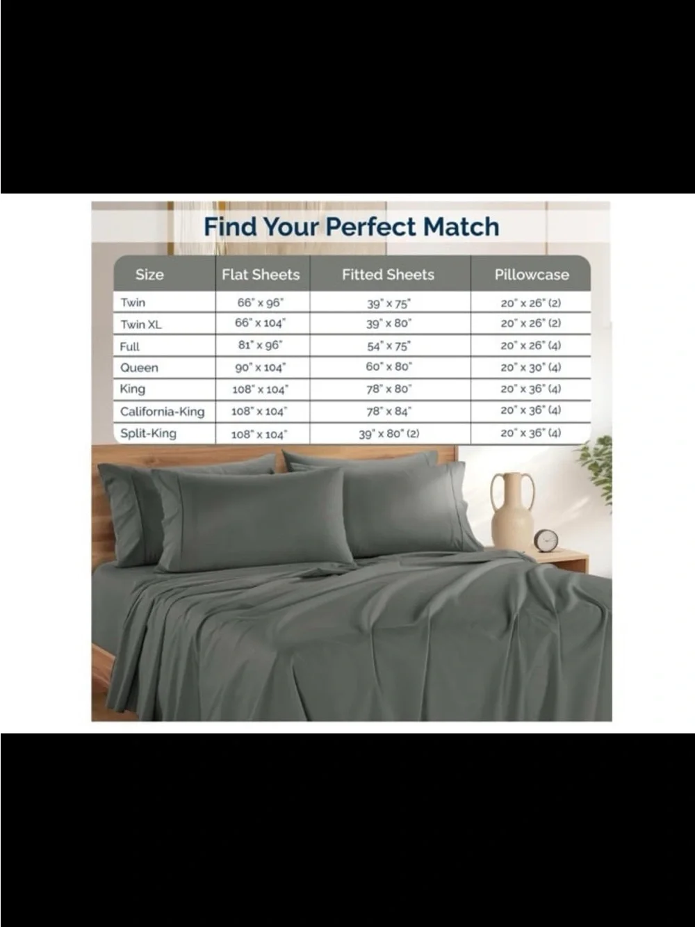 100% Cotton 4-Piece Twin XL Sheet Set in Gray